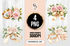 Wedding Rings Floral Clipart Sublimation PNG Product Image 1