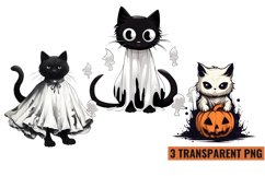 Watercolor Ghost Cat Sublimation , PNG Product Image 1