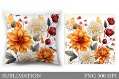 Flowers Sublimation. Flowers Pillow Sublimation Product Image 1