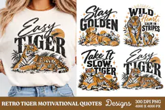 Easy Tiger Retro Quote PNG, Tiger Mom and Cub Vintage PNG, T Product Image 1