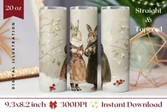 Vintage Christmas Tumbler Wrap, Winter Forest Tumbler Design Product Image 1