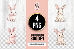Cute Baby Bunny Clipart Sublimation PNG Product Image 1