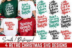 4 Retro Christmas Svg, Festive Holiday Quote, Merry &amp; Bright Product Image 1