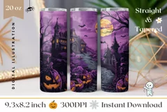 Halloween Tumbler Wrap, Halloween Pumpkins Tumbler PNG Product Image 1