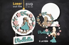 Girl Baby Name Sign SVG laser cut file for Glowforge Product Image 2