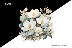 Watercolor Magnolia Clipart, Wedding Flowers Clipart Product Image 1