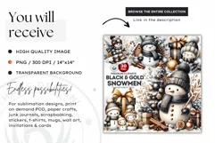 Snowman clipart, Elegant Christmas png, winter clipart Product Image 2