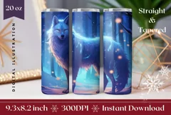 Christmas Tumbler Sublimation PNG, White Wolf Tumbler Design Product Image 1