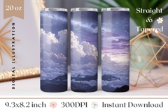 Night Sky Tumbler Wrap Design, Clouds Tumbler Sublimation Product Image 1