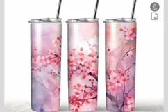 Cherry blossoms watercolor 20 oz Tumbler Wrap Sublimation Product Image 1