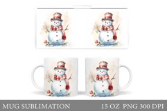 Snowman Mug Wrap Subimation. Christmas Mug Wrap Design Product Image 1