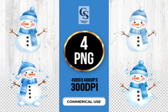 Cute Blue Snowman Clipart Sublimation PNG Product Image 1