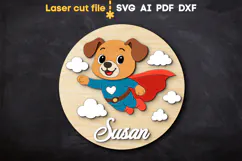 Dog Baby Name Sign SVG laser cut file for Glowforge Product Image 1