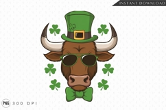 St Patricks Day Bull With Hat And Shamrocks Sublimation Png Product Image 2