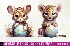 Adorable Animal Bunny Clipart, Watercolor Clipart Product Image 1