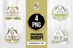 Rustic Farmhouse Home Illustration Clipart Sublimation PNG Product Image 1