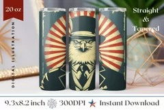 Pop Art Eagle Tumbler Design, American Flag Tumbler PNG Product Image 1