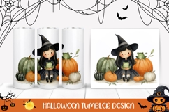 Cartoon Witch Tumbler, Watercolor Halloween Tumbler Design Product Image 1