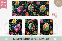 Easter Mug Wrap Design, Floral Easter Coffee Mug Template Product Image 1
