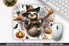 Sloth Mouse Pad Sublimation, Halloween Mouse Pad PNG Product Image 1
