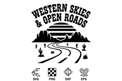 Western Skies &amp; Open Roads Svg, Western Cowgirl Svg Design Product Image 8