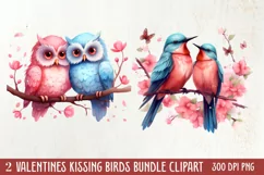 Breeds of Valentine Kissing Birds, Valentine's Day Clipart Product Image 1