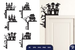 Halloween Castle Trim Corner Decoration SVG Set - 6 Designs Product Image 1