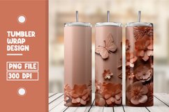 Pink Flower Tumbler Warp Design Product Image 1