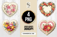 Floral Heart Clipart Sublimation PNG Product Image 1