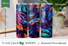 Snake Tumbler Wrap Design, Tropical Leaves Tumbler Template Product Image 1