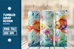 Painting Of Fish In Pond Tumbler Warp Design Product Image 1