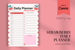 Strawberry Themed Daily Planner | Editable Canva Template Product Image 1