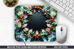 Flower Mouse Pad Sublimation, Christmas Mouse Pad PNG Design Product Image 1