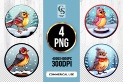Winter Robin Bird Cartoon Clipart Sublimation PNG Product Image 1