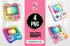 Retro Rainbow Game Console Clipart PNG Product Image 1