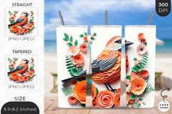 3D Cute Birds Tumbler Wrap| 3D Bird Sublimation Product Image 1