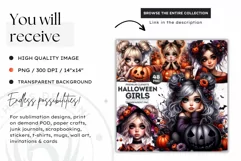 Halloween Clipart, Kids Halloween clipart,Cute Girl pumpkin Product Image 2