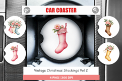 Car Coaster Vintage Christmas Stockings Watercolor Product Image 1