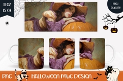 Halloween Pumpkins Mug Wrap, Halloween Witch Mug Template Product Image 1