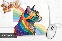 Colorful Swirling Rainbow Cat Mouse Pad PNG Design Product Image 1