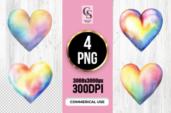 Watercolor Pastel Rainbow Heart Clipart Sublimation PNG Product Image 1