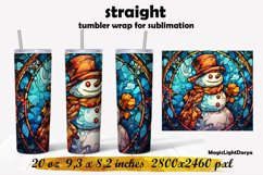 Christmas Snowman tumbler png, Stained Glass tumbler Product Image 1