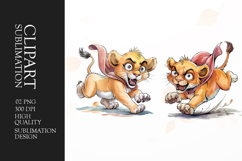 Grumpy baby lion watercolor clipart sublimation Product Image 1