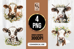 Daisy Cow Head Floral Clipart Sublimation PNG Product Image 1