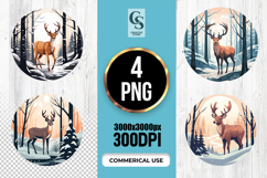 Majestic Deer Winter Forest Illustration PNG Product Image 1