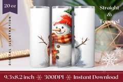 Christmas Tumbler Wrap Design, Snowman Sublimation Tumbler Product Image 1