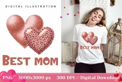 Love Hearts Illustration, Best Mom T-Shirt Sublimation PNG Product Image 1