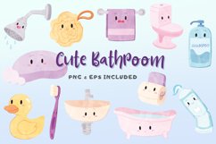 Cute Bathroom Watercolor Style Clip Art Product Image 1