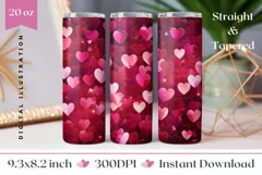 Red Love Hearts Tumbler Design, Valentine's Day Tumbler Product Image 1