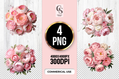Pink Peony Clipart Sublimation PNG Product Image 1